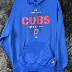 Majestic Chicago Cubs Hoodie‎ Large Blue Performance Baseball MLB Therma Base